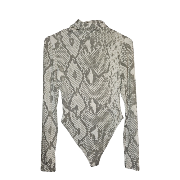 Long Sleeve Snake Print Pattern Bodysuit - Picture 2 of 2
